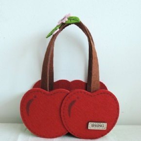 Promotion Gift Red Color Cherry Shape Felt Basket